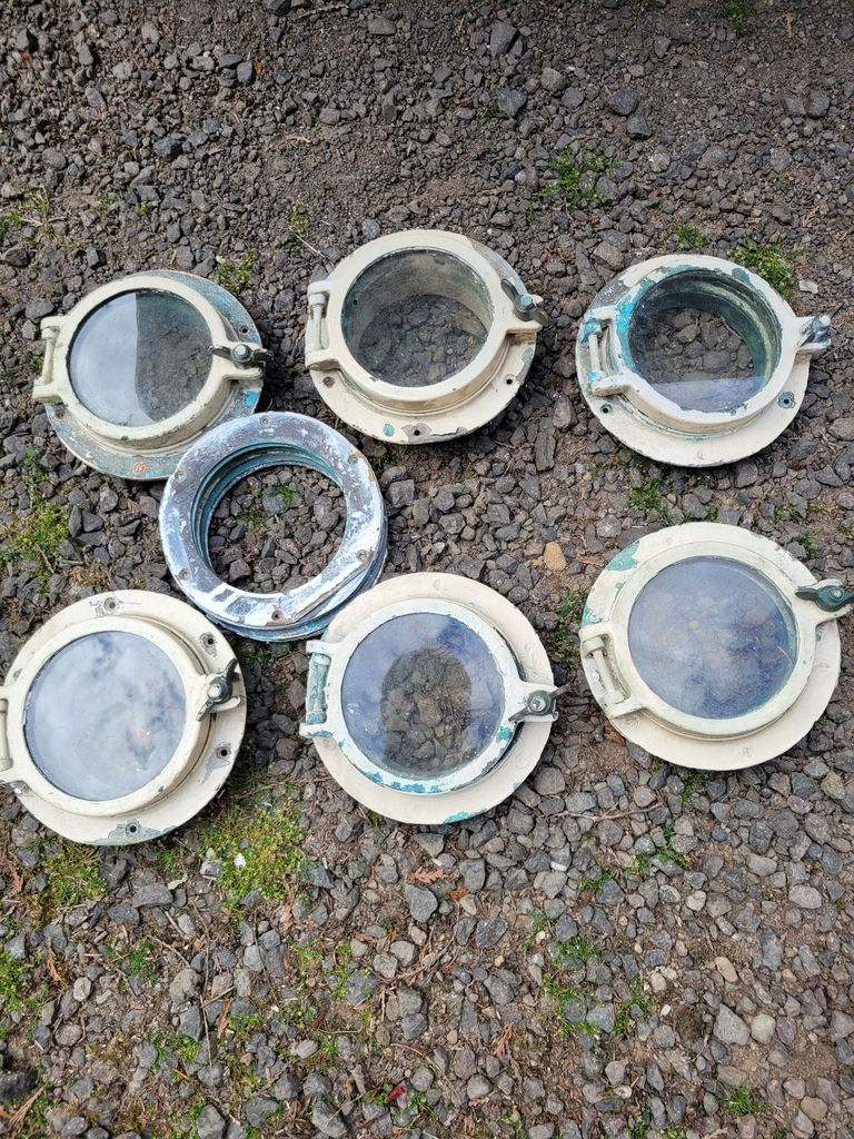 Six Bronze Antique Porthole Windows. - image 1 of 9