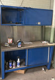 Blue Metal Workbench and Wall Cabinet Set - thumbnail 1 of 5