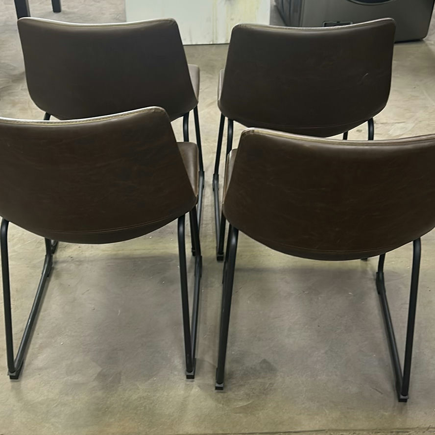 Set of Four Brown Upholstered Dining Chairs - image 4 of 5