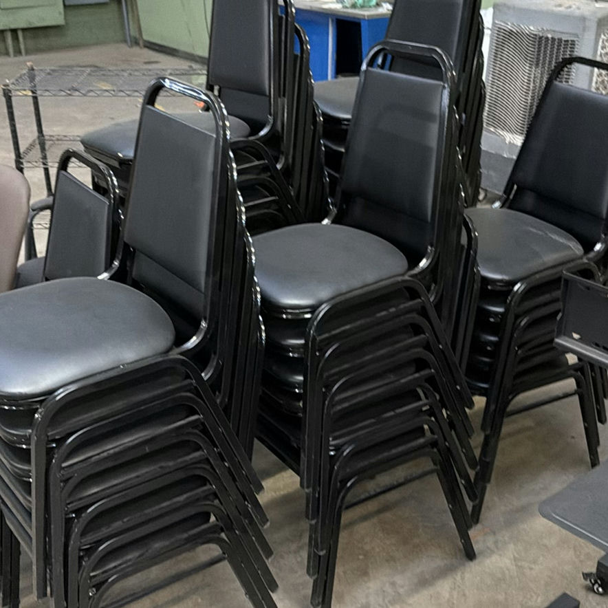 Stackable Black Padded Chairs- 38 total - image 3 of 4