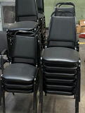 Stackable Black Padded Chairs- 38 total - thumbnail 1 of 4