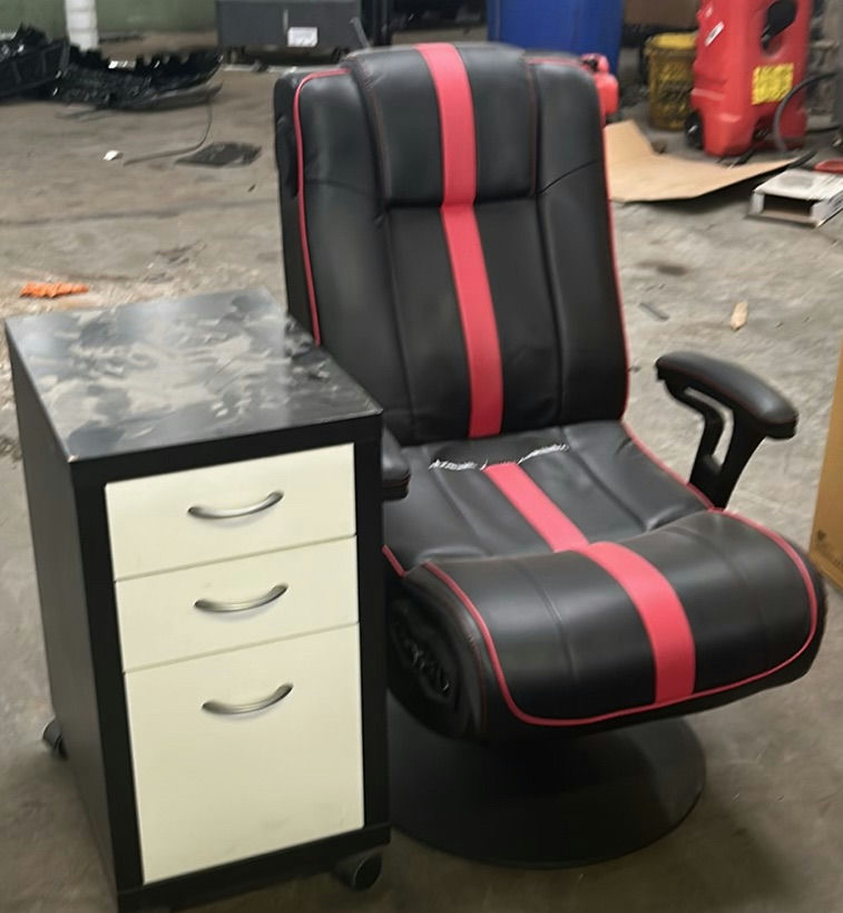 Gaming Chair, Rolling Drawer Cabinet, and Adjustable Stand - image 1 of 5
