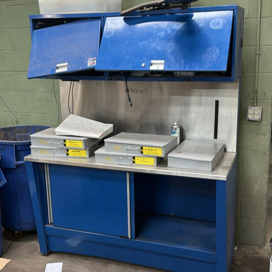 Blue Metal Workbench Cabinet with Kimball Midwest Fastener Storage Drawers - image 1 of 6