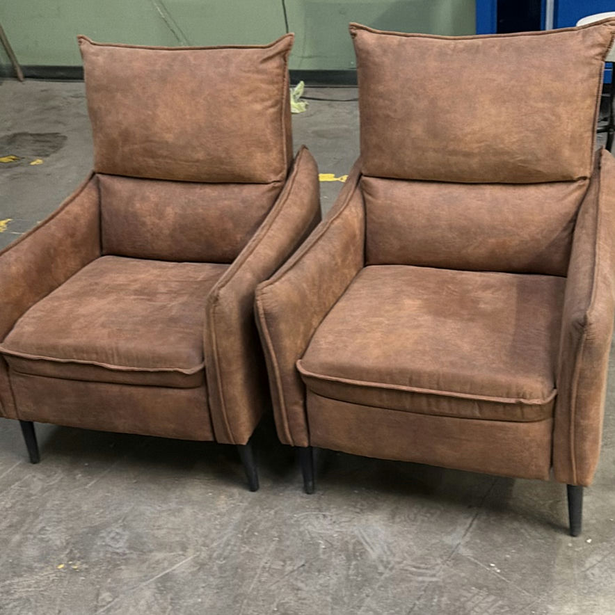 Pair of Brown Upholstered Accent Chairs - image 1 of 5