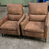 Pair of Brown Upholstered Accent Chairs - thumbnail 1 of 5