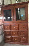 Wood Storage Cabinet With Glass Doors and Multiple Drawers - thumbnail 1 of 7
