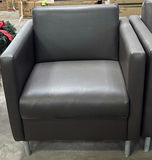Pair of Gray Faux Leather Armchairs - thumbnail 2 of 6