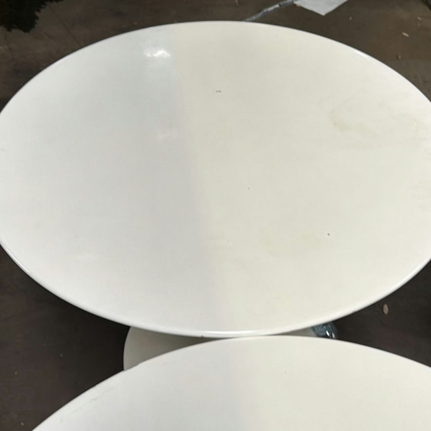 Set of Four White Pedestal Tables - image 5 of 6