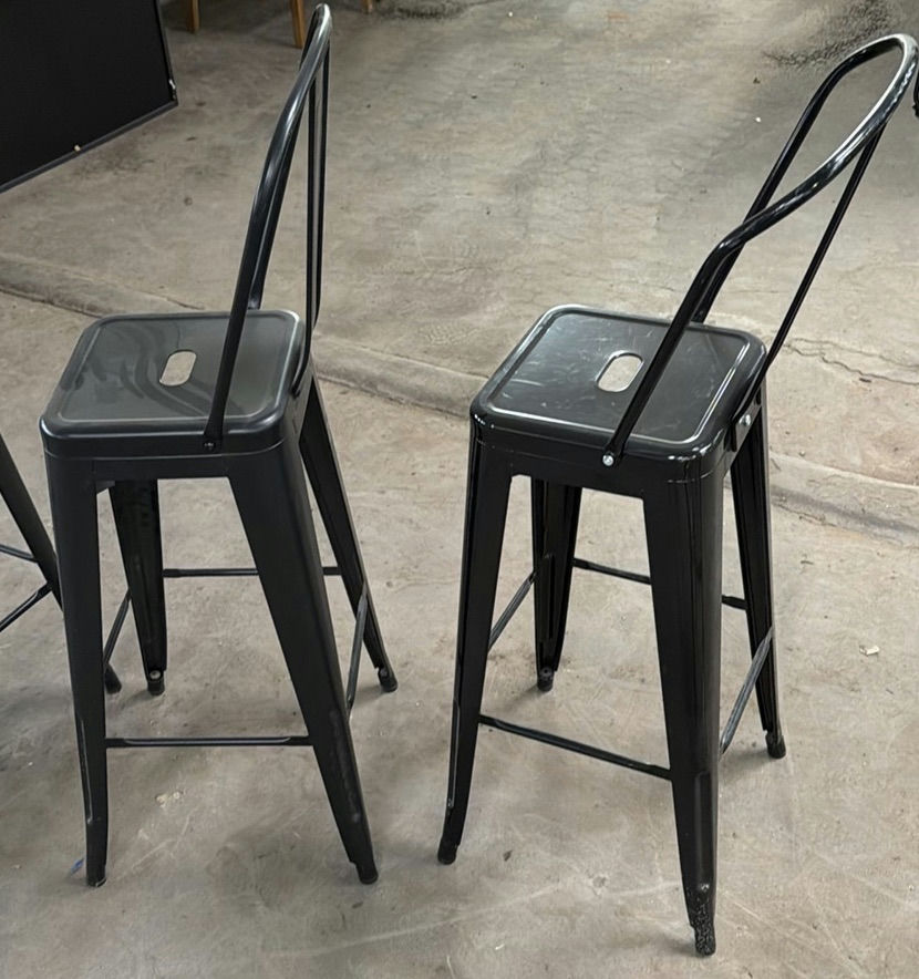 Set of Three Black Metal Bar Stools - image 3 of 5
