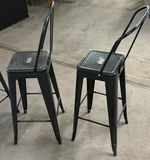 Set of Three Black Metal Bar Stools - thumbnail 3 of 5