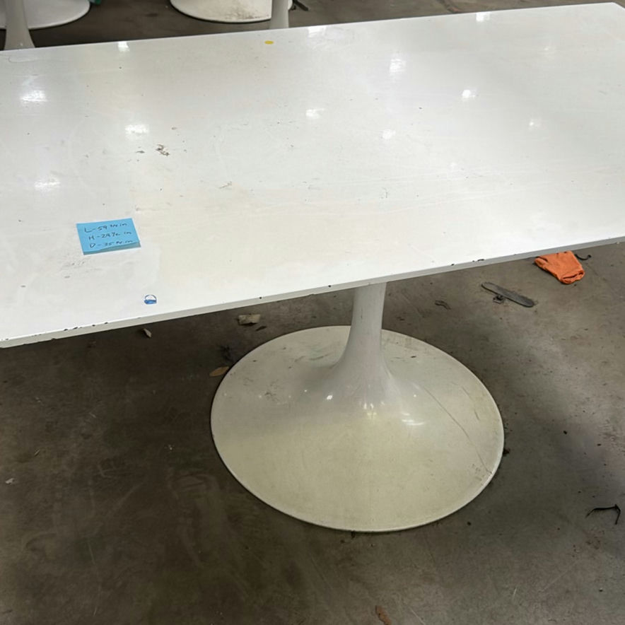 White Rectangular Pedestal Dining Table - image 2 of 5