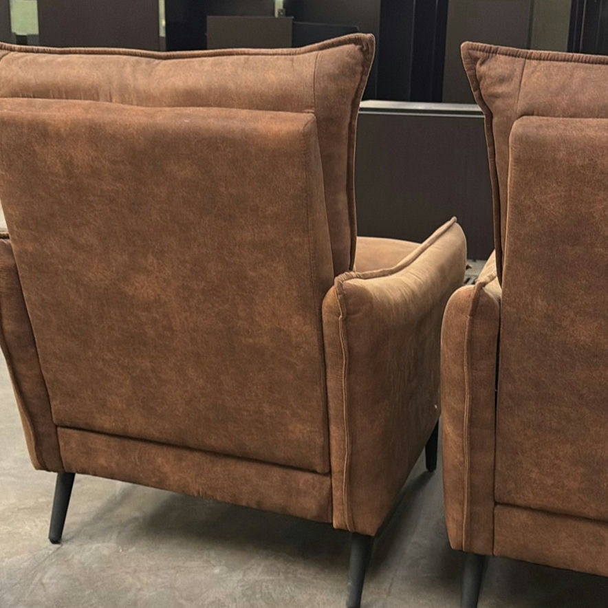 Two Brown Armchairs with Matching Ottomans - image 6 of 6