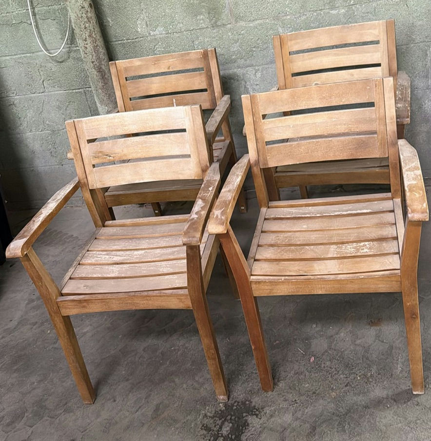 Set of Four Wooden Armchairs - image 4 of 5