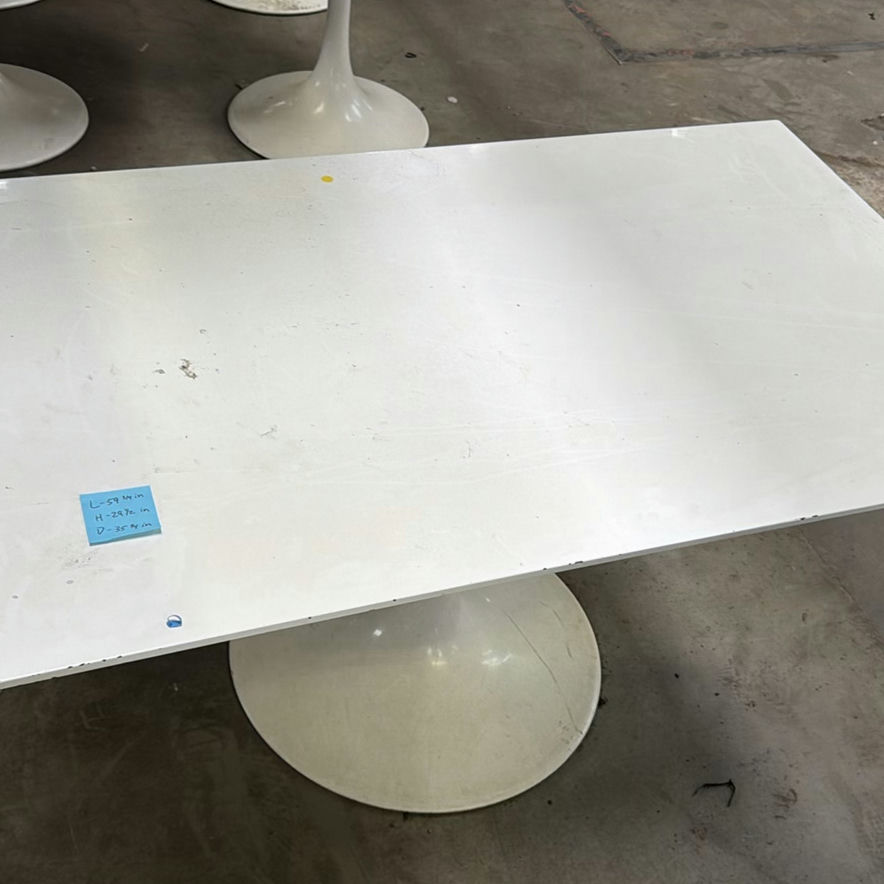White Rectangular Pedestal Dining Table - image 1 of 5