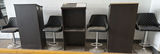Wooden Podiums and Black Bar Stools - thumbnail 1 of 6