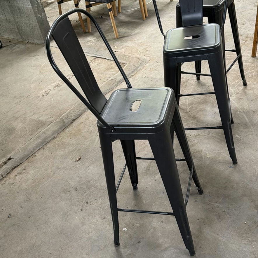 Set of Three Black Metal Bar Stools - image 4 of 5