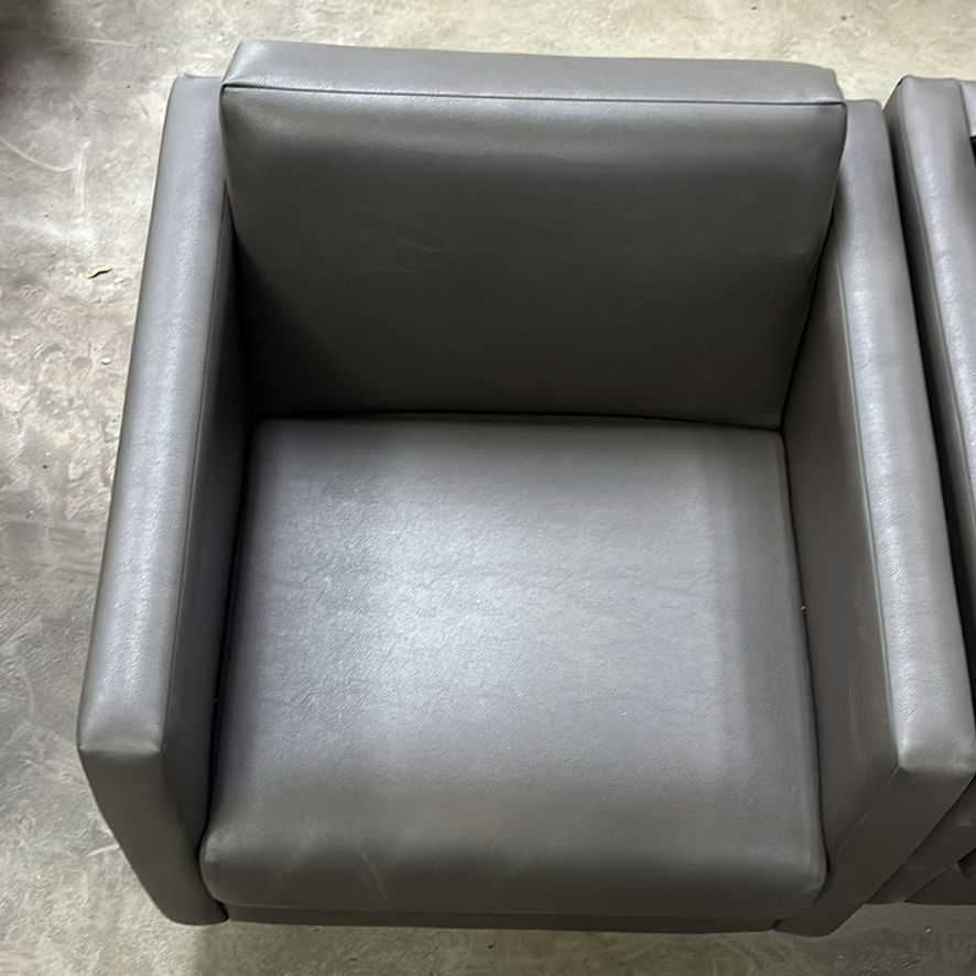 Pair of Gray Faux Leather Armchairs - image 3 of 6