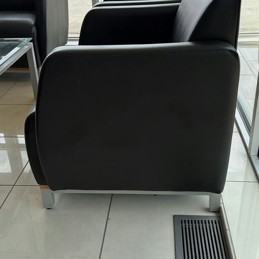 Four Black Armchairs and Glass Coffee Table - image 3 of 5