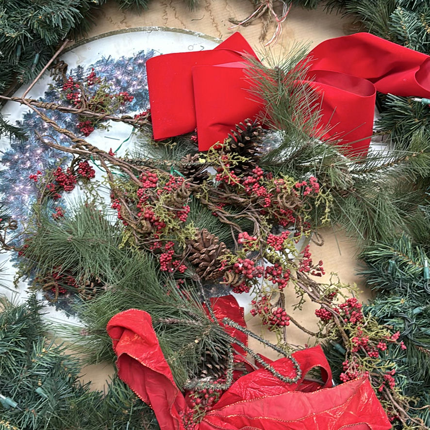 Artificial Christmas Wreath with Red Ribbon and Pinecone Accents - image 3 of 7