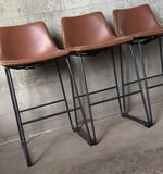 Set of Three Brown Bar Stools - thumbnail 2 of 5