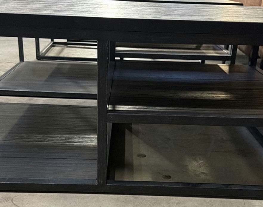 Set of Black Wood and Metal Side Tables - image 1 of 8