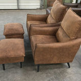Two Brown Armchairs with Matching Ottomans - thumbnail 5 of 6