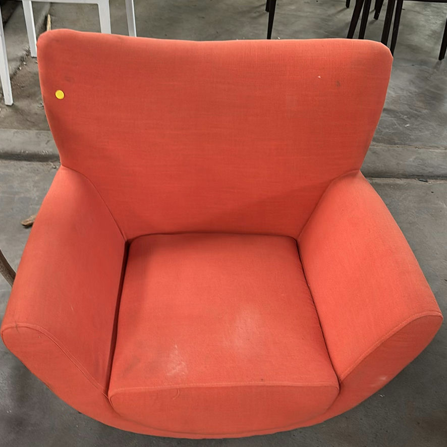 Wooden Bar Stool and Red Armchair - image 7 of 9