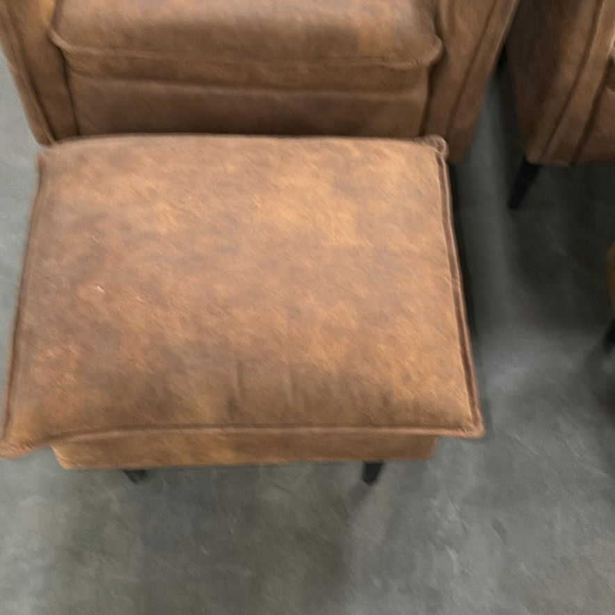 Two Brown Armchairs with Matching Ottomans - image 3 of 6