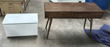 Wooden Writing Desk and White Storage Bench - thumbnail 1 of 8