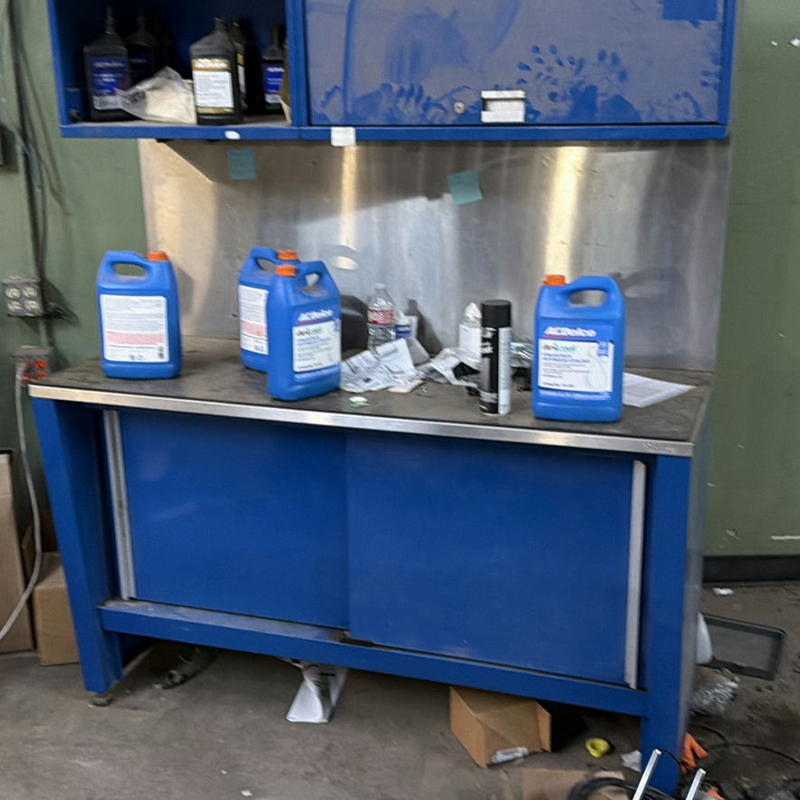 Blue Metal Workbench Cabinet with ACDelco Fluid Containers - image 2 of 5