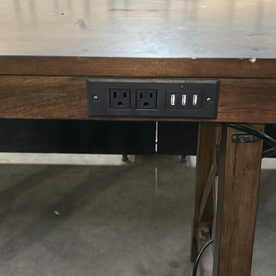 Wooden Desk Table with Built-In Power Outlets and USB Ports - image 3 of 16