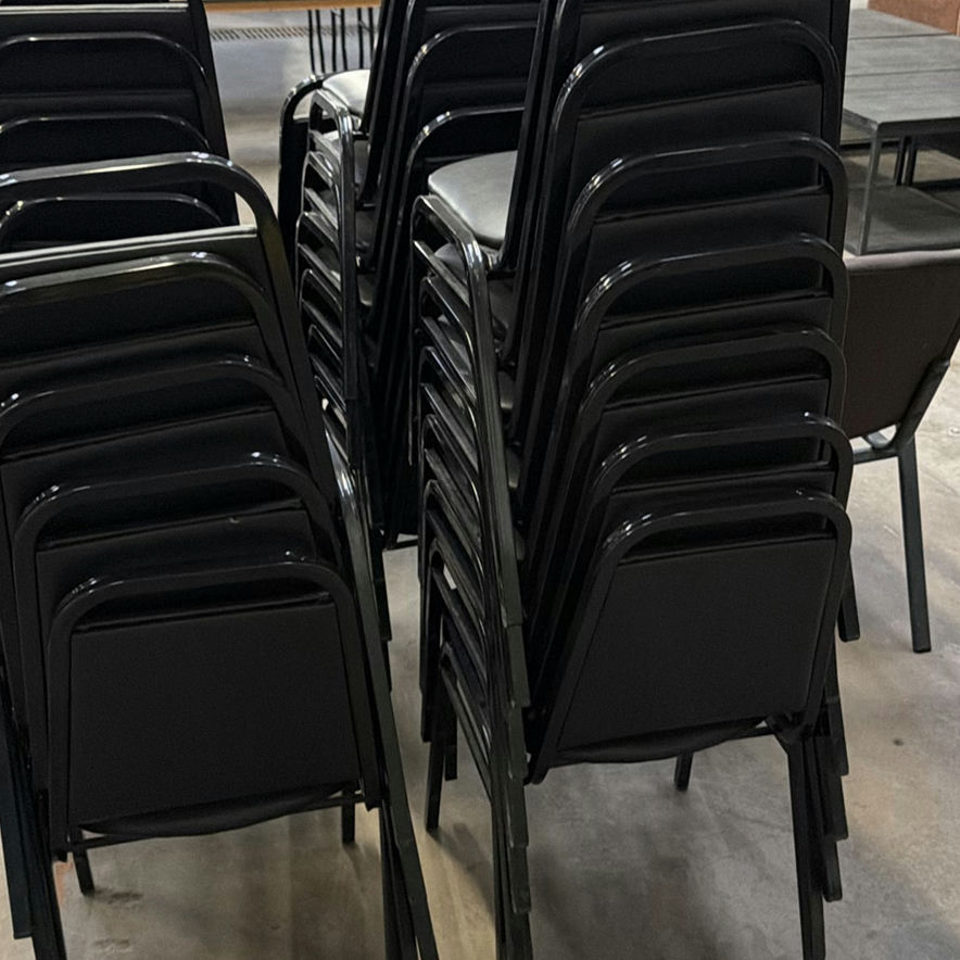Stackable Black Padded Chairs- 38 total  - image 4 of 4
