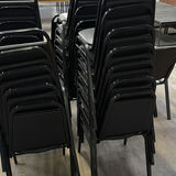 Stackable Black Padded Chairs- 38 total - thumbnail 4 of 4