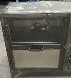 Industrial Metal and Glass Sideboard Cabinet - thumbnail 2 of 9