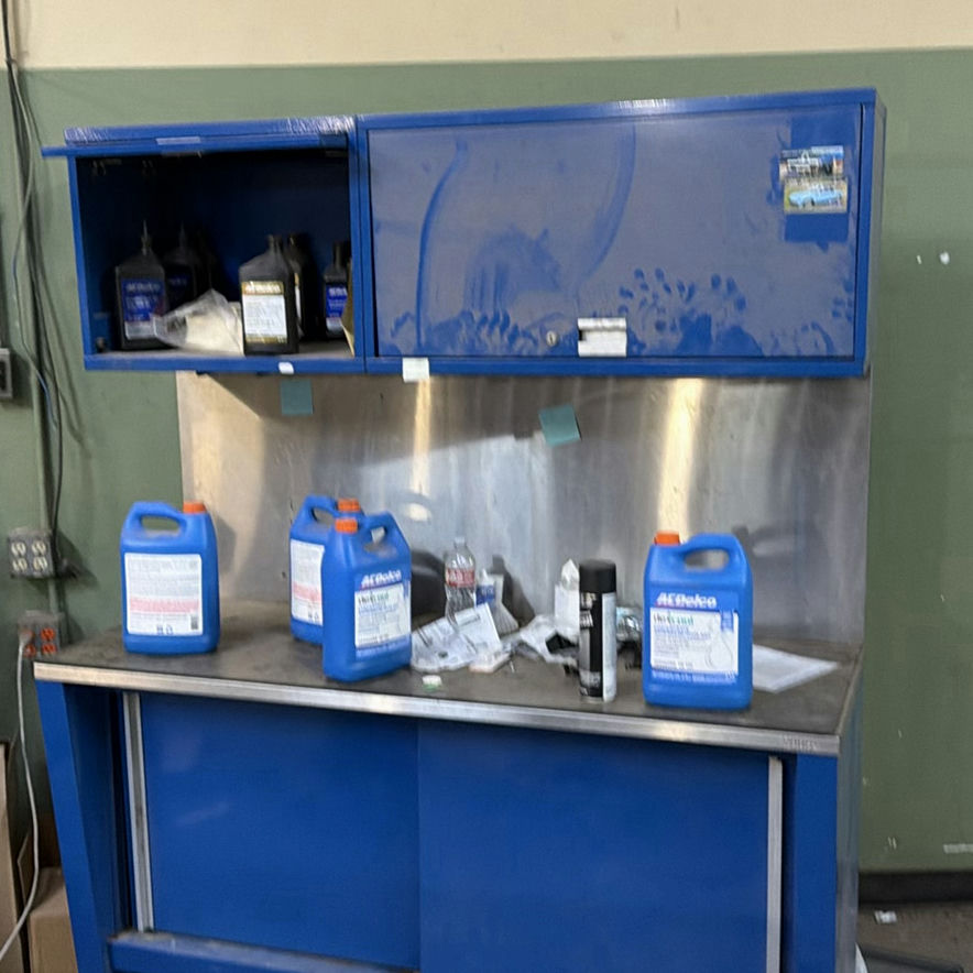 Blue Metal Workbench Cabinet with ACDelco Fluid Containers - image 3 of 5