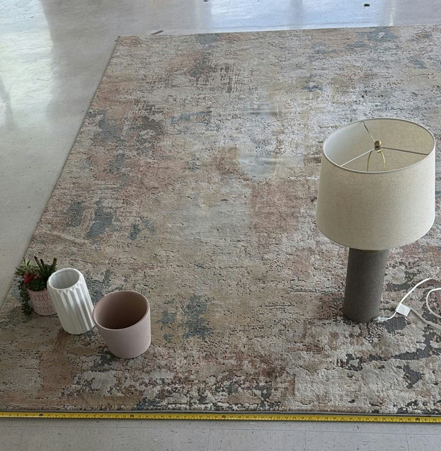 Abstract Area Rug, Lamp and 3 Planters - image 1 of 6