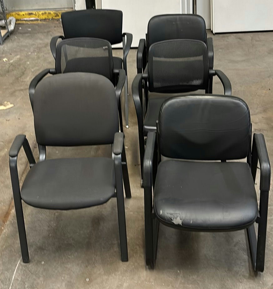 Set of Six Black Office Guest Chairs - image 1 of 7