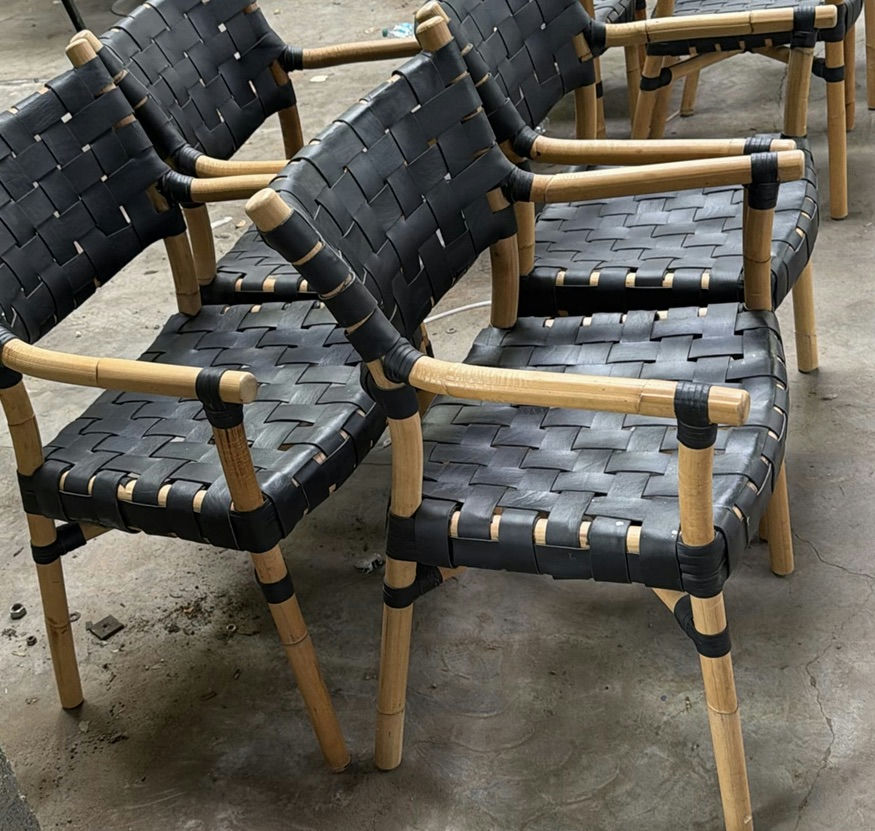 Set of Four Woven Armchairs - image 2 of 5