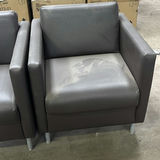 Pair of Gray Faux Leather Armchairs - thumbnail 4 of 6