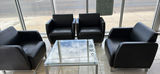 Four Black Armchairs and Glass Coffee Table - thumbnail 1 of 5