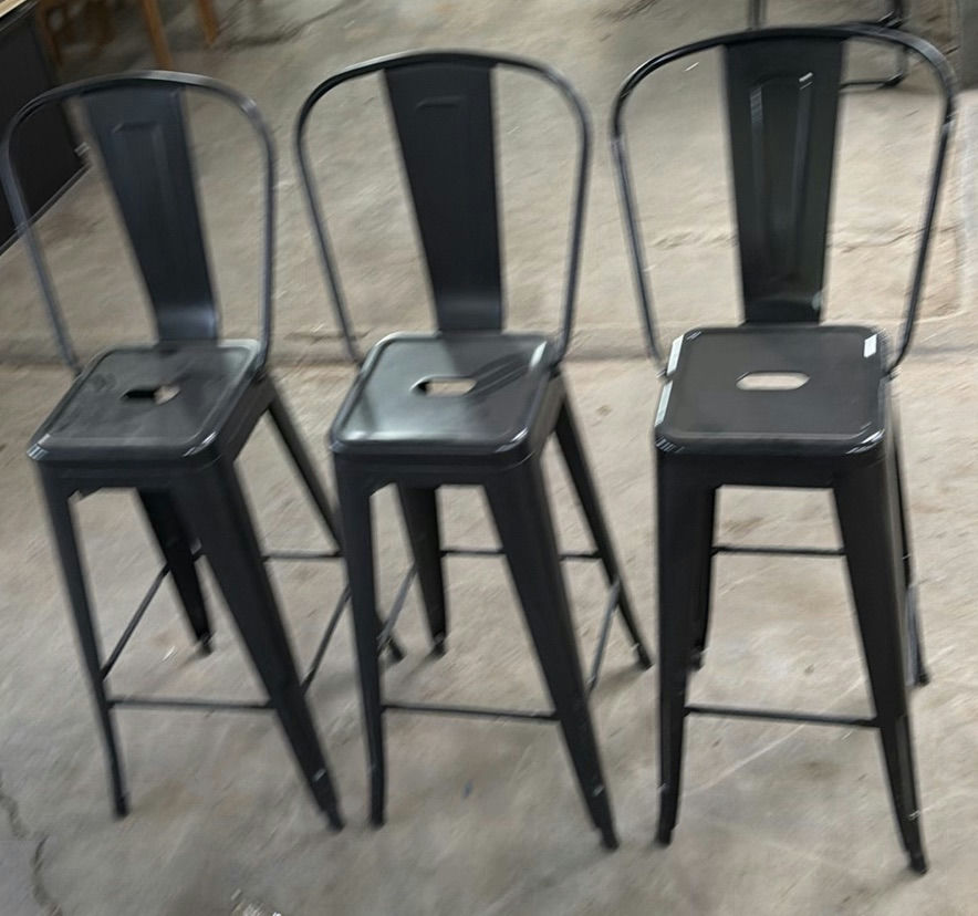 Set of Three Black Metal Bar Stools - image 1 of 5