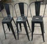 Set of Three Black Metal Bar Stools - thumbnail 1 of 5