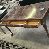 Wooden Writing Desk and White Round Side Table - thumbnail 3 of 6
