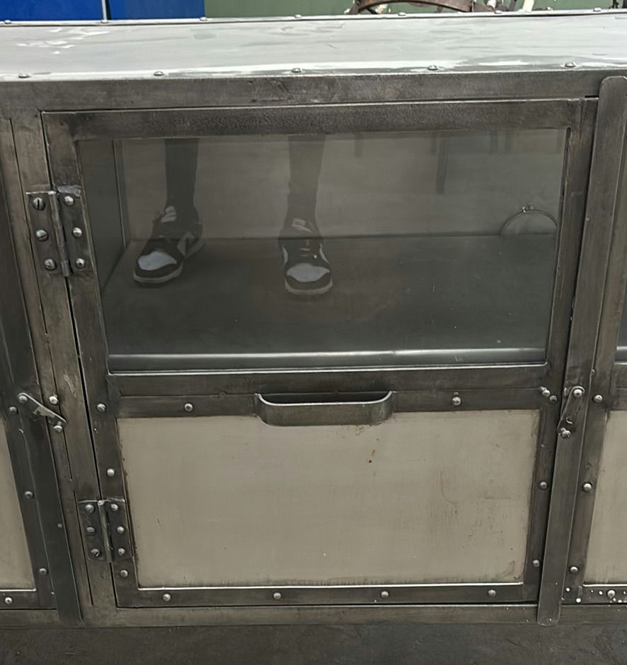 Industrial Metal and Glass Sideboard Cabinet - image 3 of 9