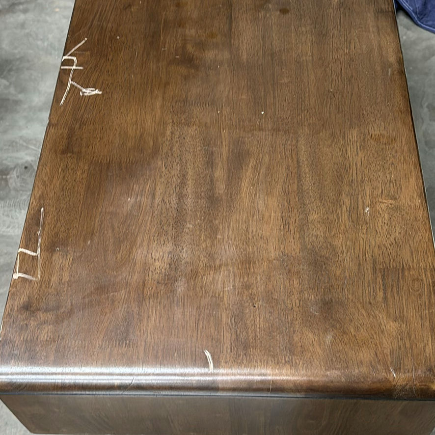 Wooden Writing Desk and White Storage Bench - image 6 of 8