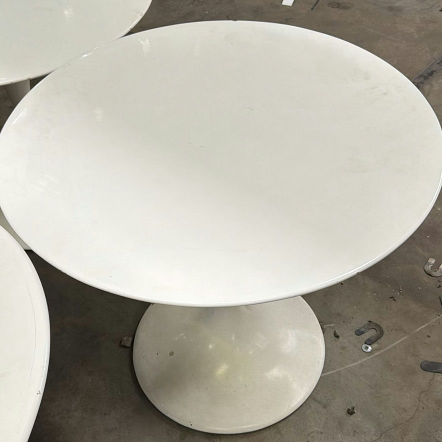 Set of Four White Pedestal Tables - image 3 of 6
