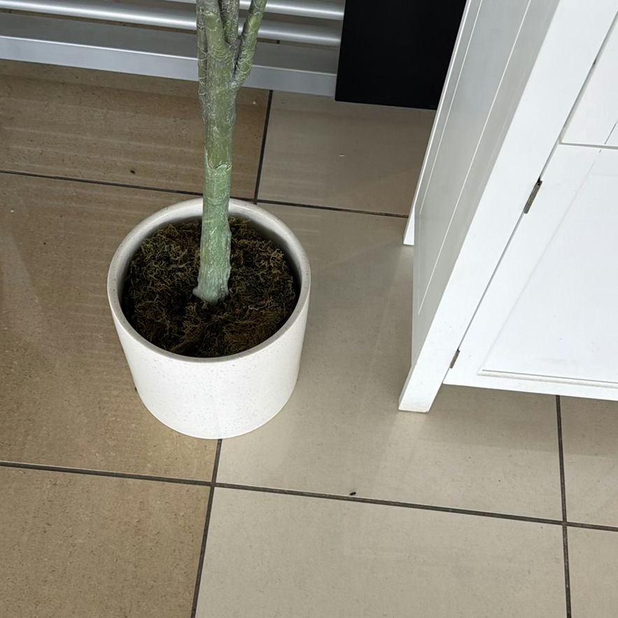 White Cabinet and Potted Artificial Plant - image 5 of 6
