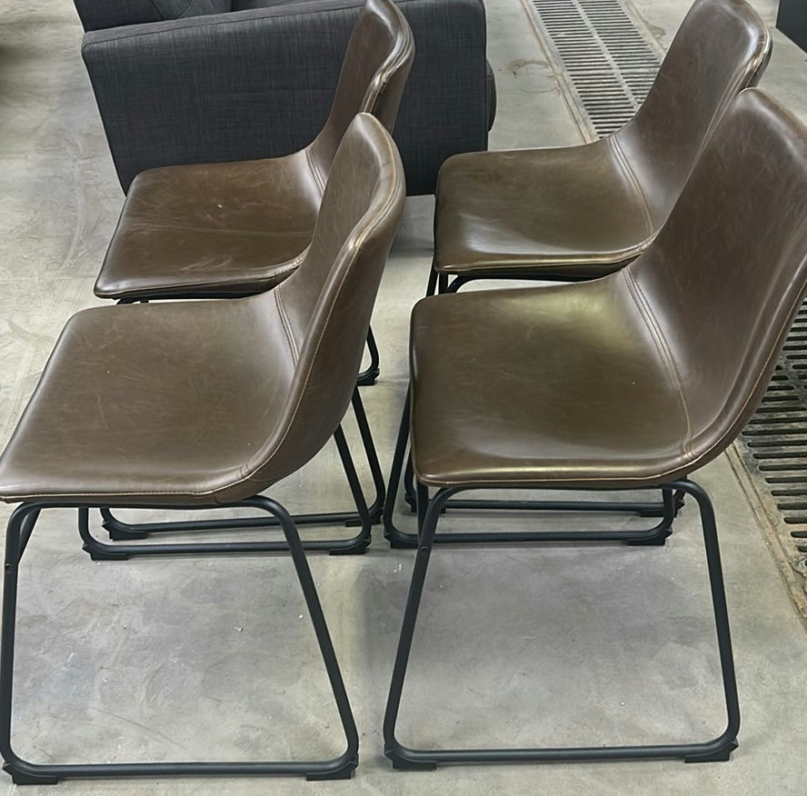 Set of Four Brown Upholstered Dining Chairs - image 1 of 5