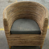 Pair of Rattan Barrel Chairs with Black Cushions - thumbnail 4 of 5