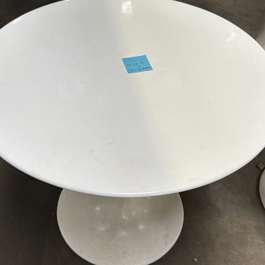 Set of Four White Pedestal Tables - image 4 of 6